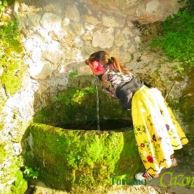 Niña con traje de romera en la Fuente de San Isicio