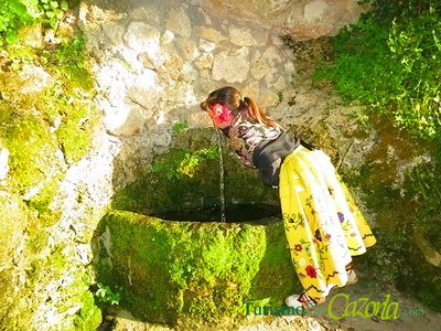 Niña con traje de romera en la Fuente de San Isicio