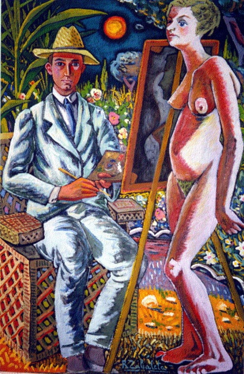 Autorretrato Sentado y Desnudo de Mujer