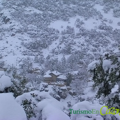 Foto de la Calerilla en la Sierra de Cazorla cubierta de nieve