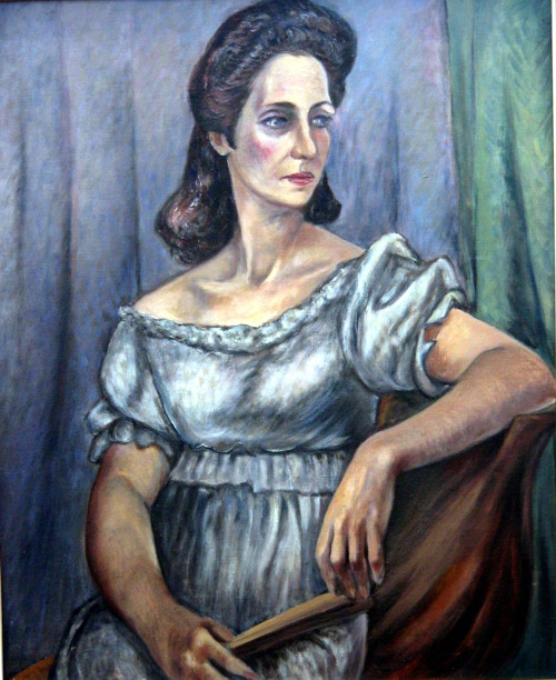 Retrato de Mujer Sentada con Abanico