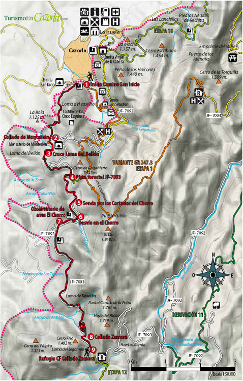 Mapa Sendero ETAPA 11 Cazorla - Refugio Casa Forestal Collado Zamora