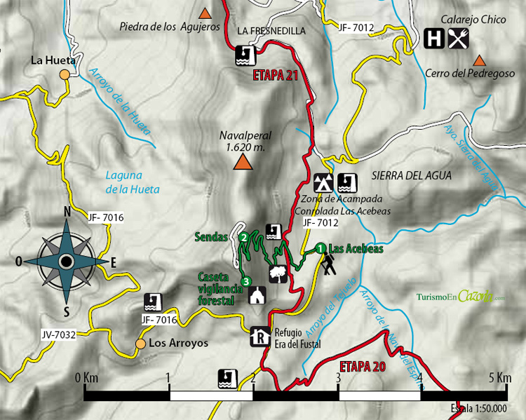 Mapa Sendero DERIVACIÓN 10 Las Acebeas - Navalperal