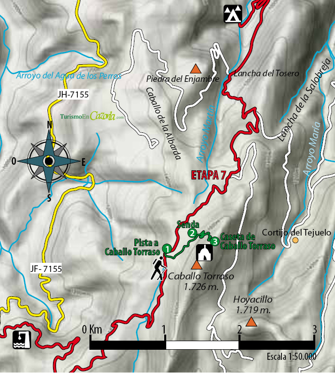 Mapa Sendero DERIVACIÓN 3 Pista a Caballo Torraso - Caseta de Caballo Torraso