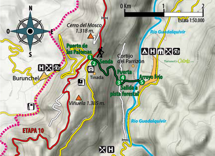 Mapa Sendero DERIVACIÓN 4 Puerto de las Palomas - Arroyo Frío