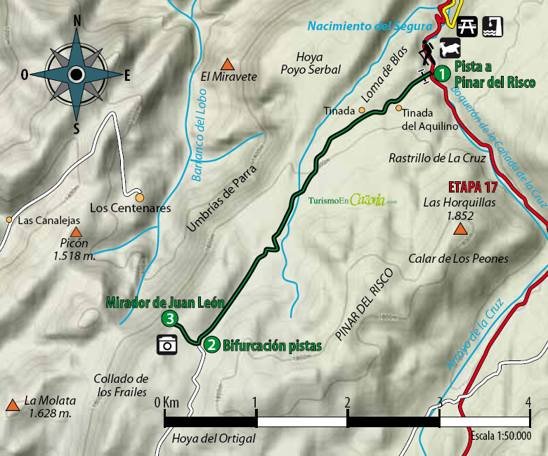 Mapa Sendero DERIVACIÓN 6 Pista a Pinar del Risco - Mirador de Juan León