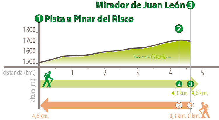 Perfil Sendero DERIVACIÓN 6 Pista a Pinar del Risco - Mirador de Juan León