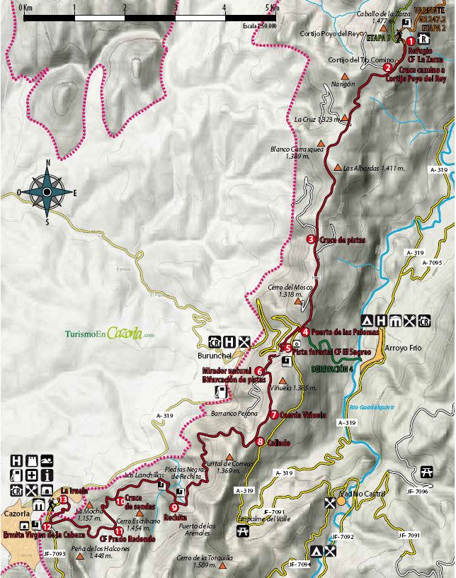 Mapa Sendero ETAPA 10 Refugio Casa Forestal La Zarza - La Iruela