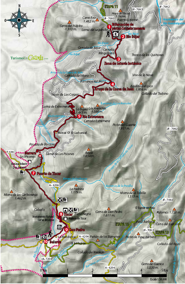 Mapa Sendero ETAPA 12 Refugio Collado Zamora - Belerda