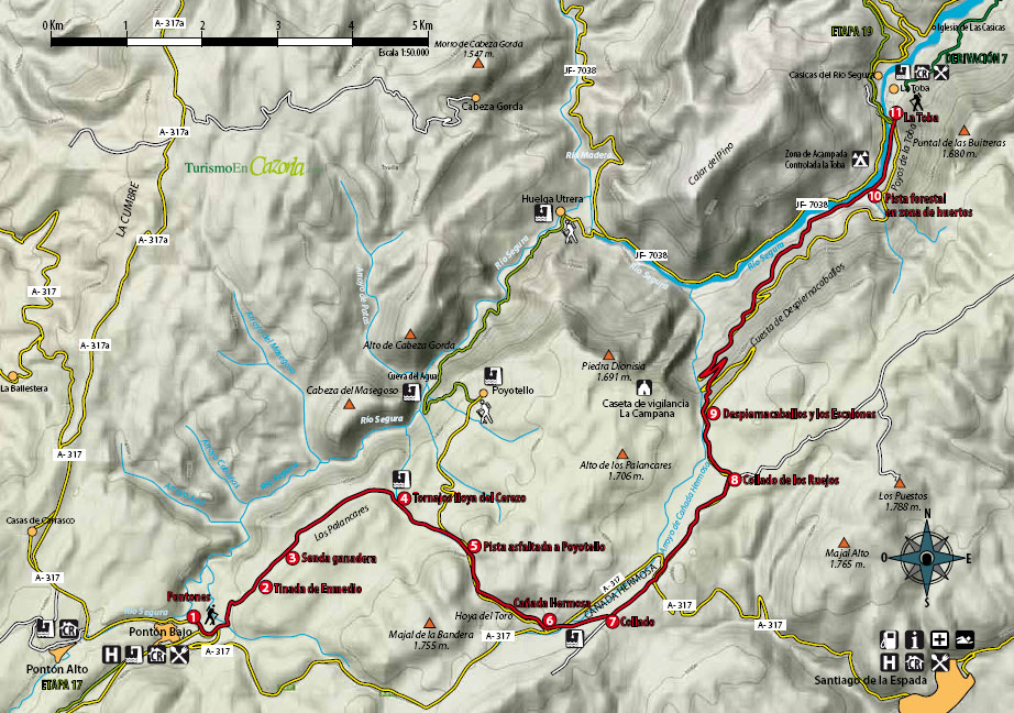 Mapa Sendero ETAPA 18 Pontones - La Toba