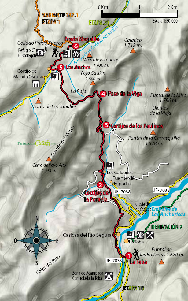 Mapa Sendero ETAPA 19 La Toba - Prado Maguillo (R. Casa Forestal El Bodegón)