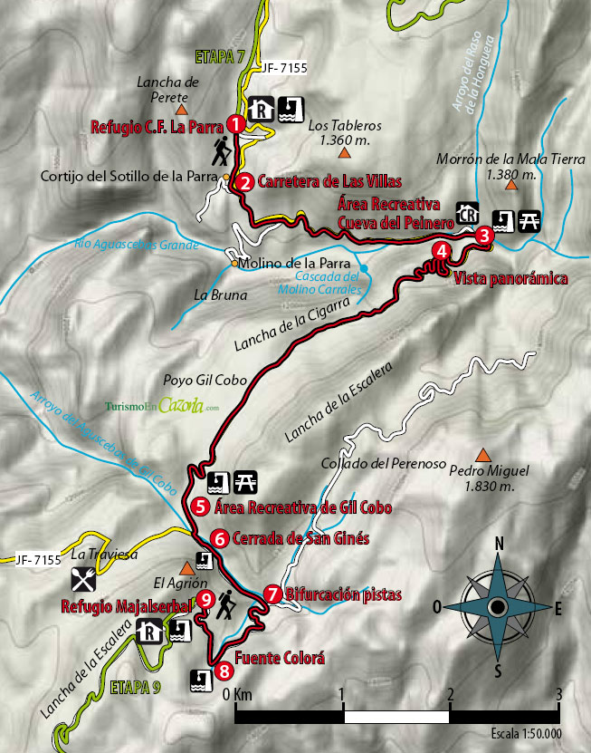 Mapa Sendero ETAPA 8 Refugio Casa Forestal La Parra - Refugio Majalserbal