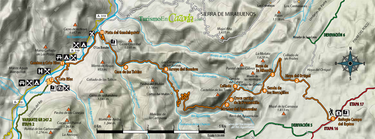 Mapa Sendero VARIANTE GR 247.2 (etapa 1) Refugio Campo del Espino - Coto Ríos